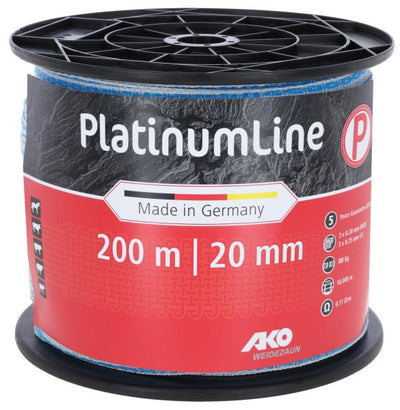Ako Platinumline ruban d'avertissement 20 mm blanc-bleu 200 m