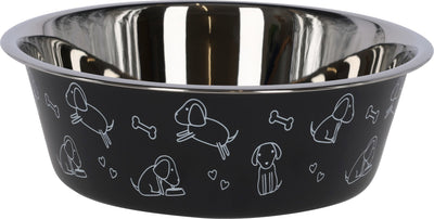 Mangeoire à oiseaux noire en inox avec motif 4000ml