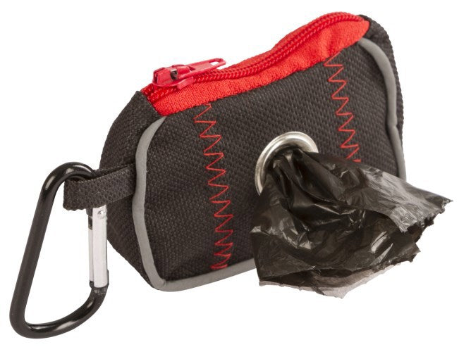 Distributeur de sacs à crottes en nylon noir-rouge