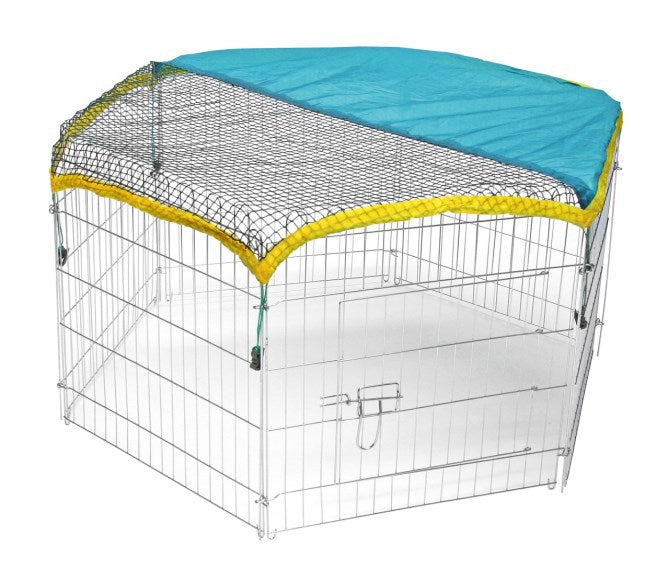 Enclos pour lapins en plein air 6 angulaire avec filet de protection
