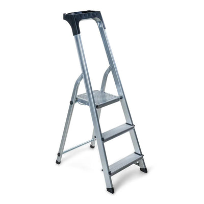 Échelle de ménage Z1 wicotex 3 marches en aluminium (2+plateforme) jusqu'à 150kg, avec support
