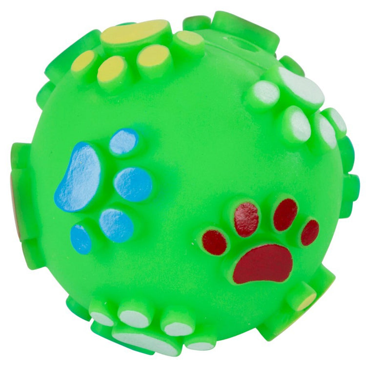 Balle en vinyle avec empreinte de patte 10 cm avec couineur, triée par couleur