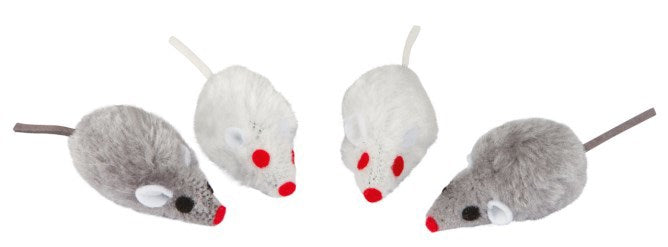 Souris gris blanc 5cm 4 pièces