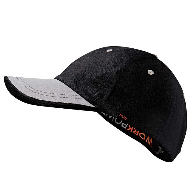 Casquette de travail baseball visière noire grise