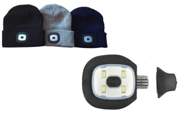 Produits bonnet commando tricoté uni couleur avec lampe LED rechargeable