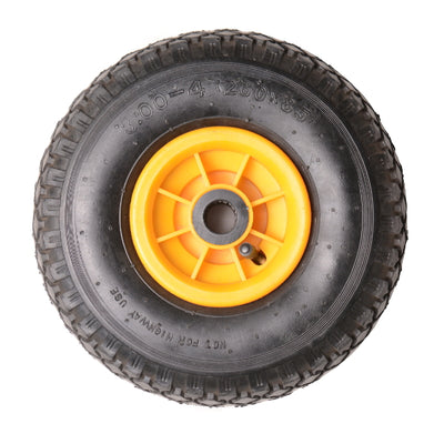 Roue Mm 300x4 sans axe jante jaune pour chariot à tuyaux