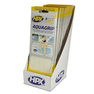 Hpx ruban antidérapant aqua grip 8 pièces transparent 20mm x 240mm