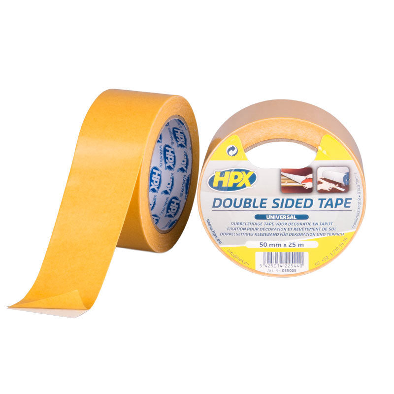 Ruban adhésif universel double face Hpx blanc 50mm x 25m