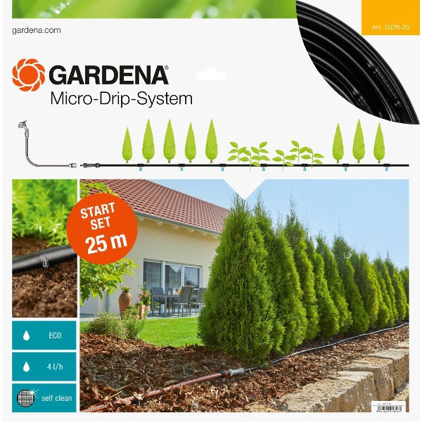 Kit de démarrage pour système micro goutte à goutte Gardena pour plantes en rangs de 15 m