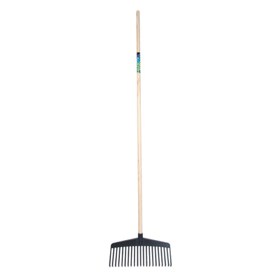 Mm râteau à feuilles eurotool mm pa 38cm 21 tds noir avec manche 150cm