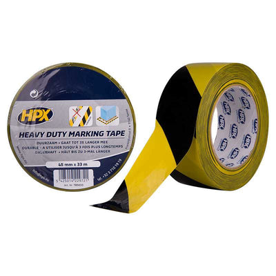 Hpx ruban barrière autocollant robuste jaune-noir 48mm x 33m