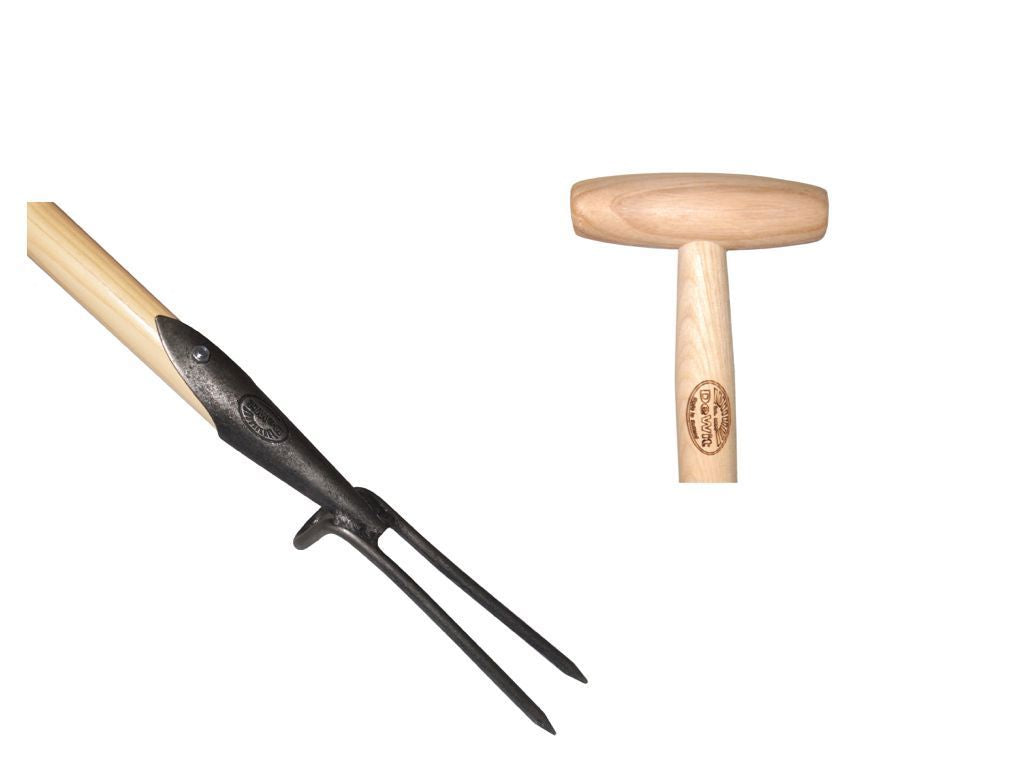 La fourchette de désherbage blanche 2 dents manche en frêne 80cm dewhite