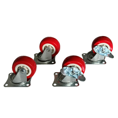 Jeu de roulettes pivotantes mm 2x pivotantes 2x pivotantes avec frein rouge 50