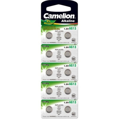 Camelion Battery LR44 D357 V13GA AG13 Carte A 10 pièces