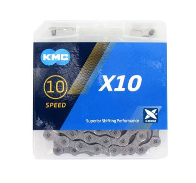 Chaîne de vélo KMC X10, 1 2x11 128, 114 maillons, grise