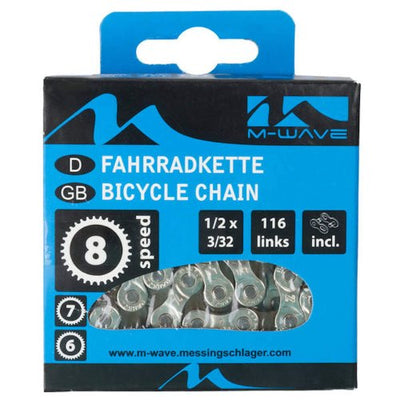 Chaîne M-Wave 1 2 x 3 32 pouces 116 maillons 6 7 8S argent