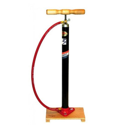 pompe à vélo sur planche en bois avec valve Dunlop