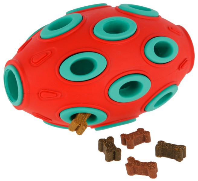Jouet rugby à remplir rouge turquoise 12 x 75 cm