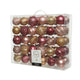 Decoris Jeu de boules de Noël en plastique 60 pièces rose