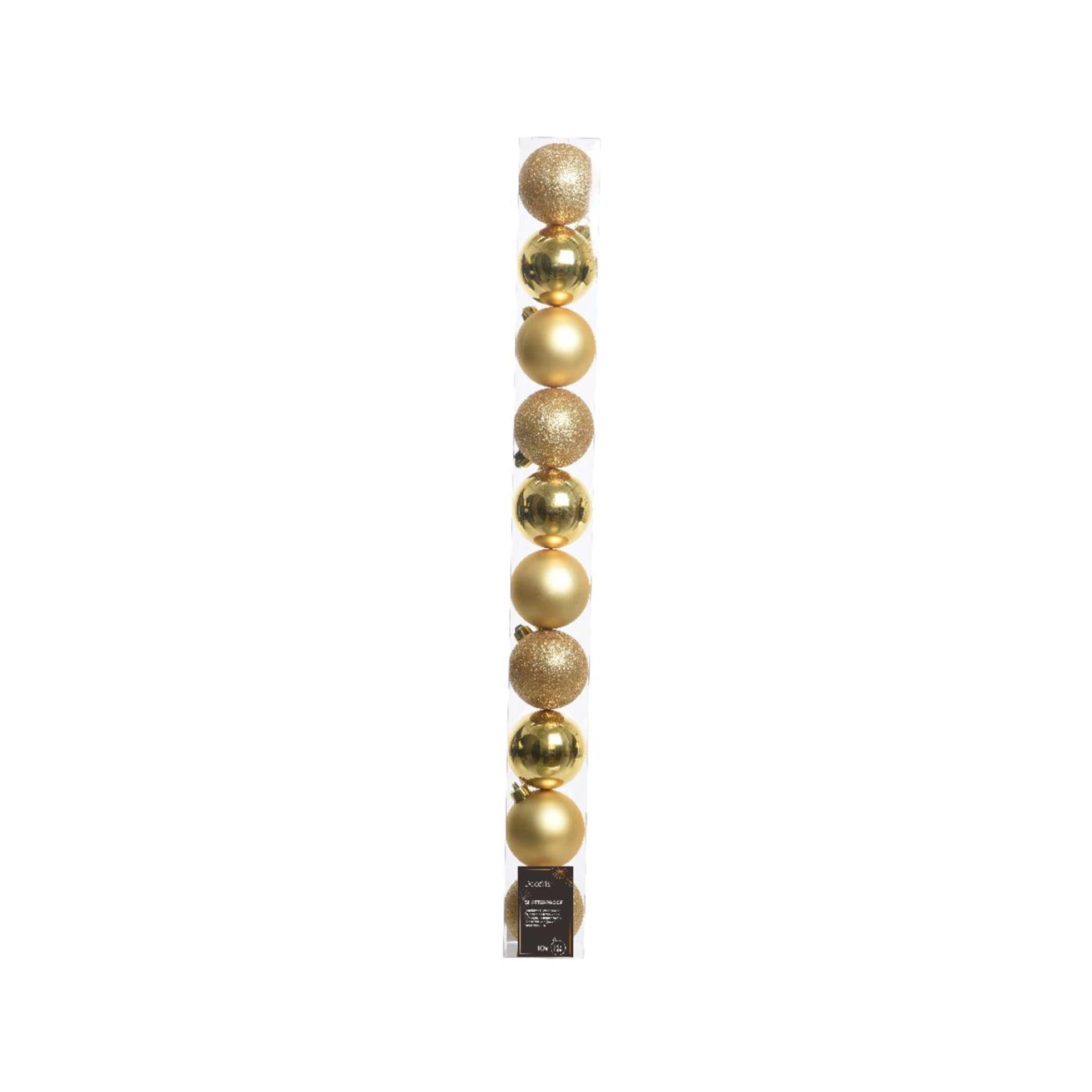 Decoris Boules de Noël 6cm plastique doré 10 pcs