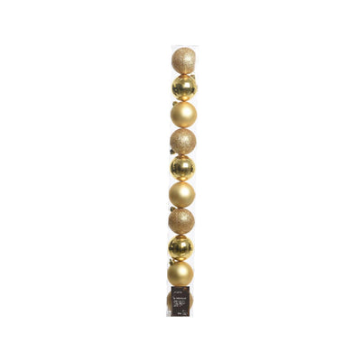 Decoris Boules de Noël 6cm plastique doré 10 pcs