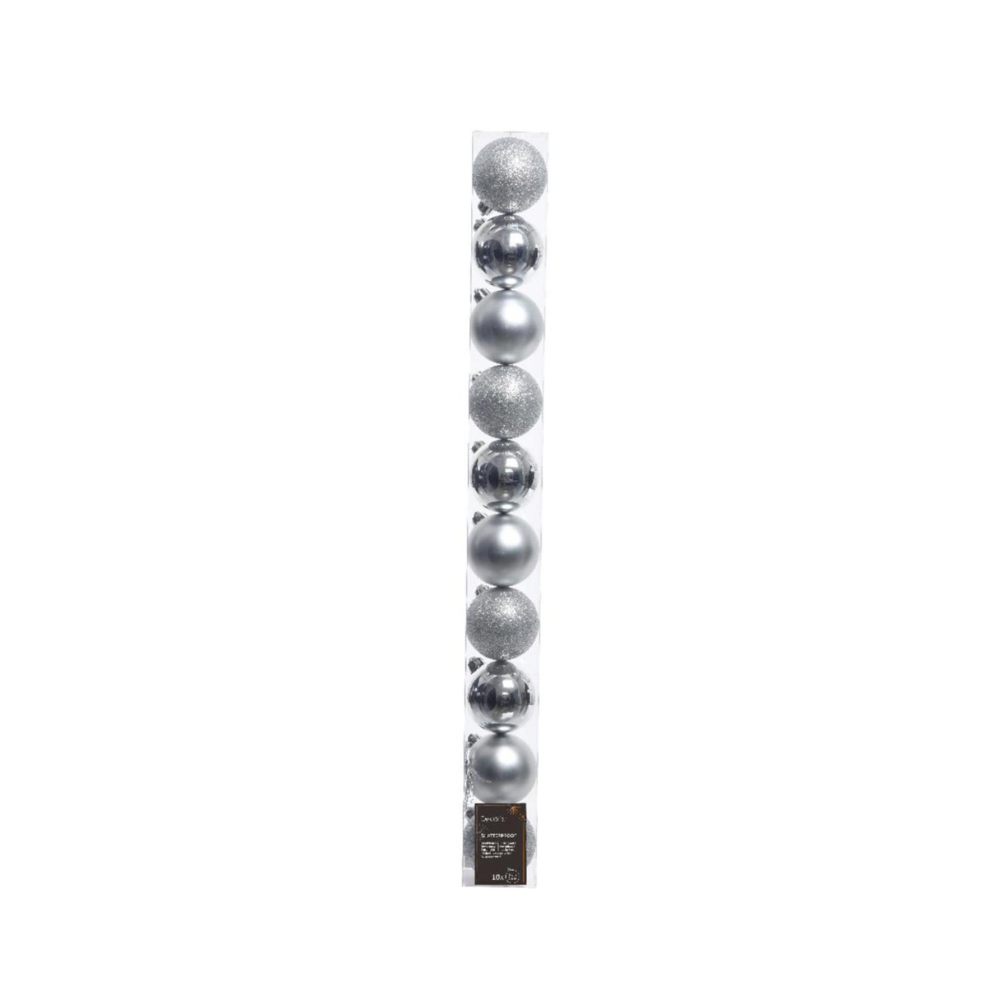 Decoris Boules de Noël 6cm plastique argent 10 pcs