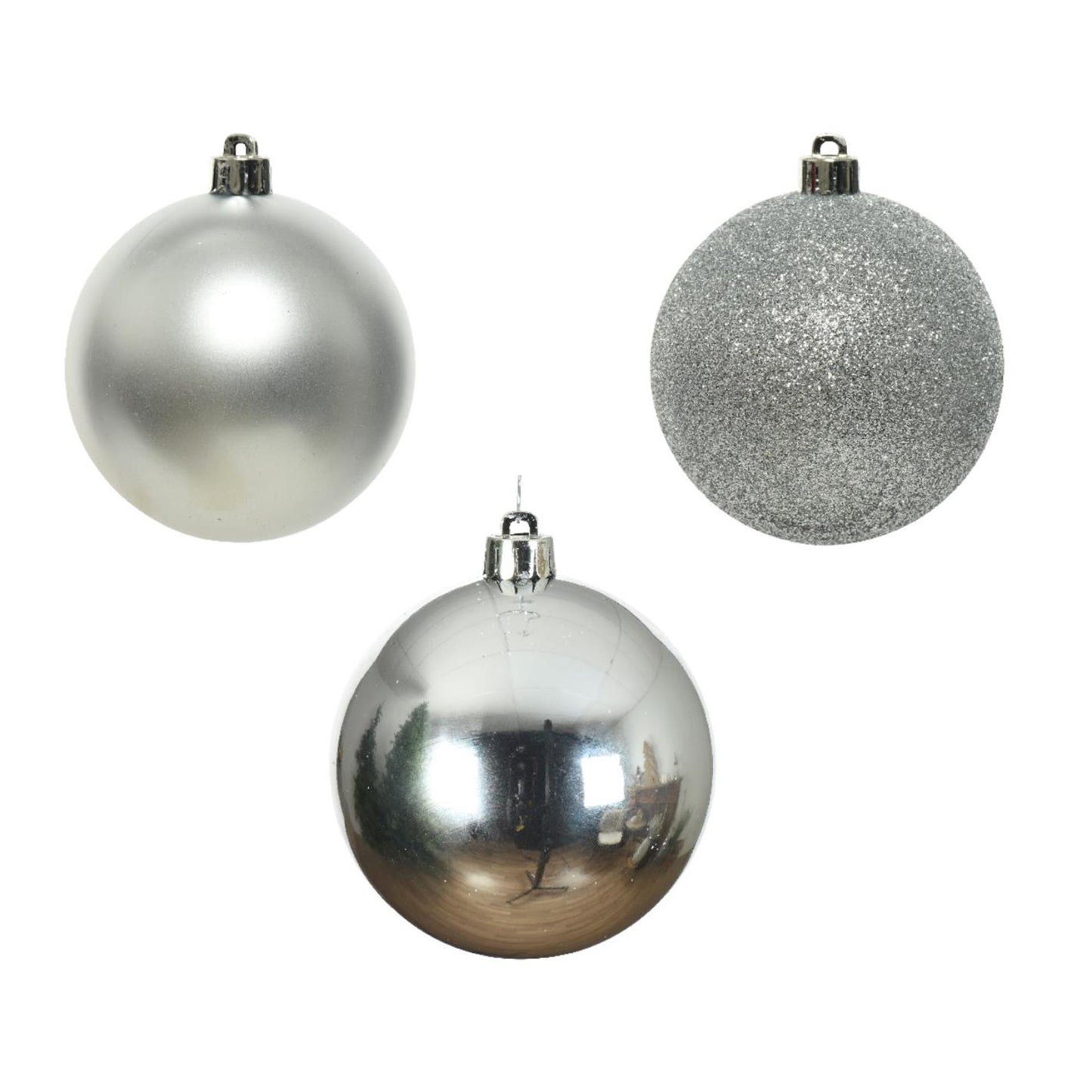 Decoris Boules de Noël 6cm plastique argent 10 pcs