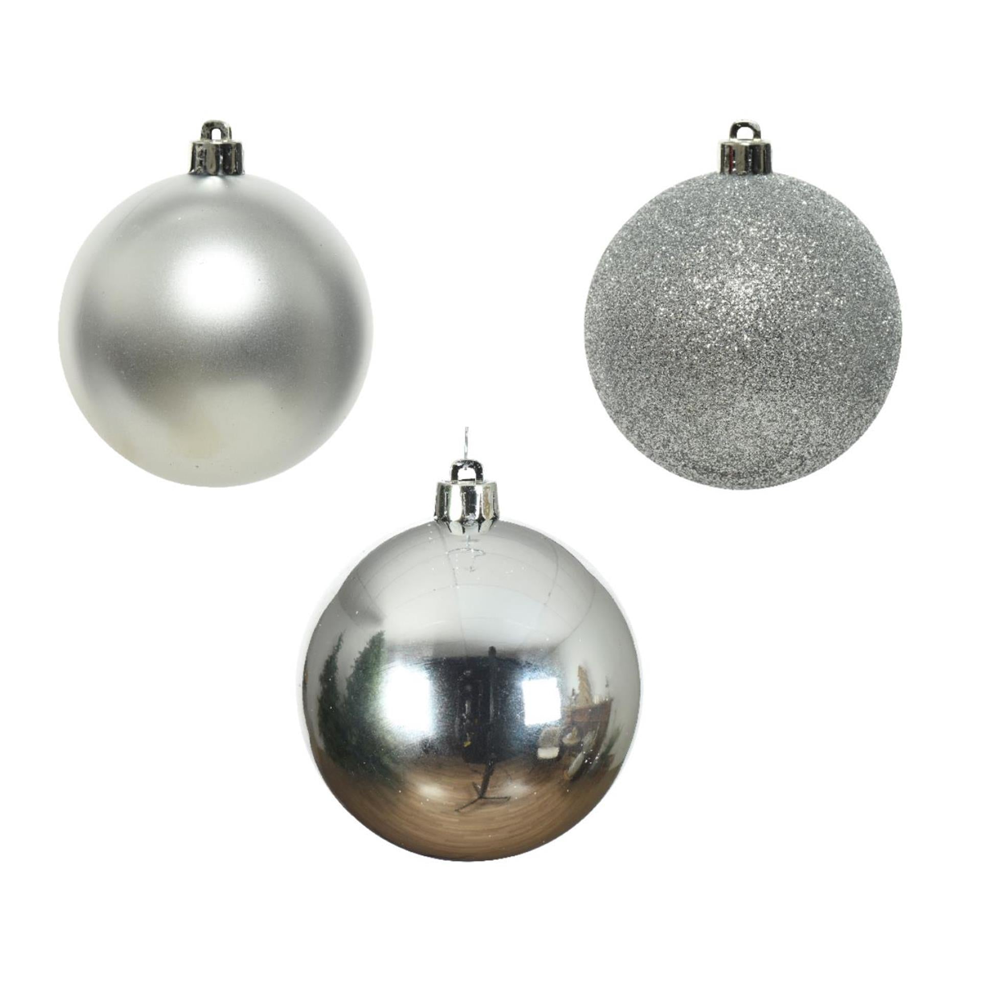 Decoris Boules de Noël 6cm plastique argent 10 pcs