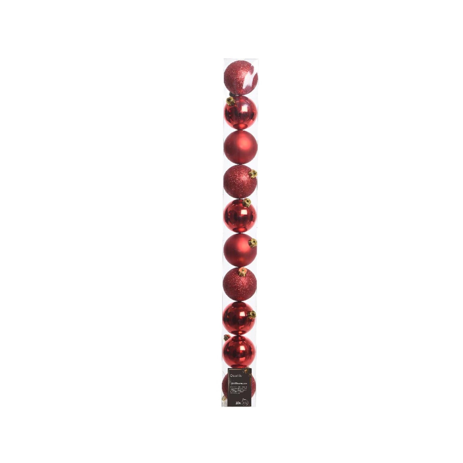 Decoris Boules de Noël 6cm plastique rouge 10 pcs
