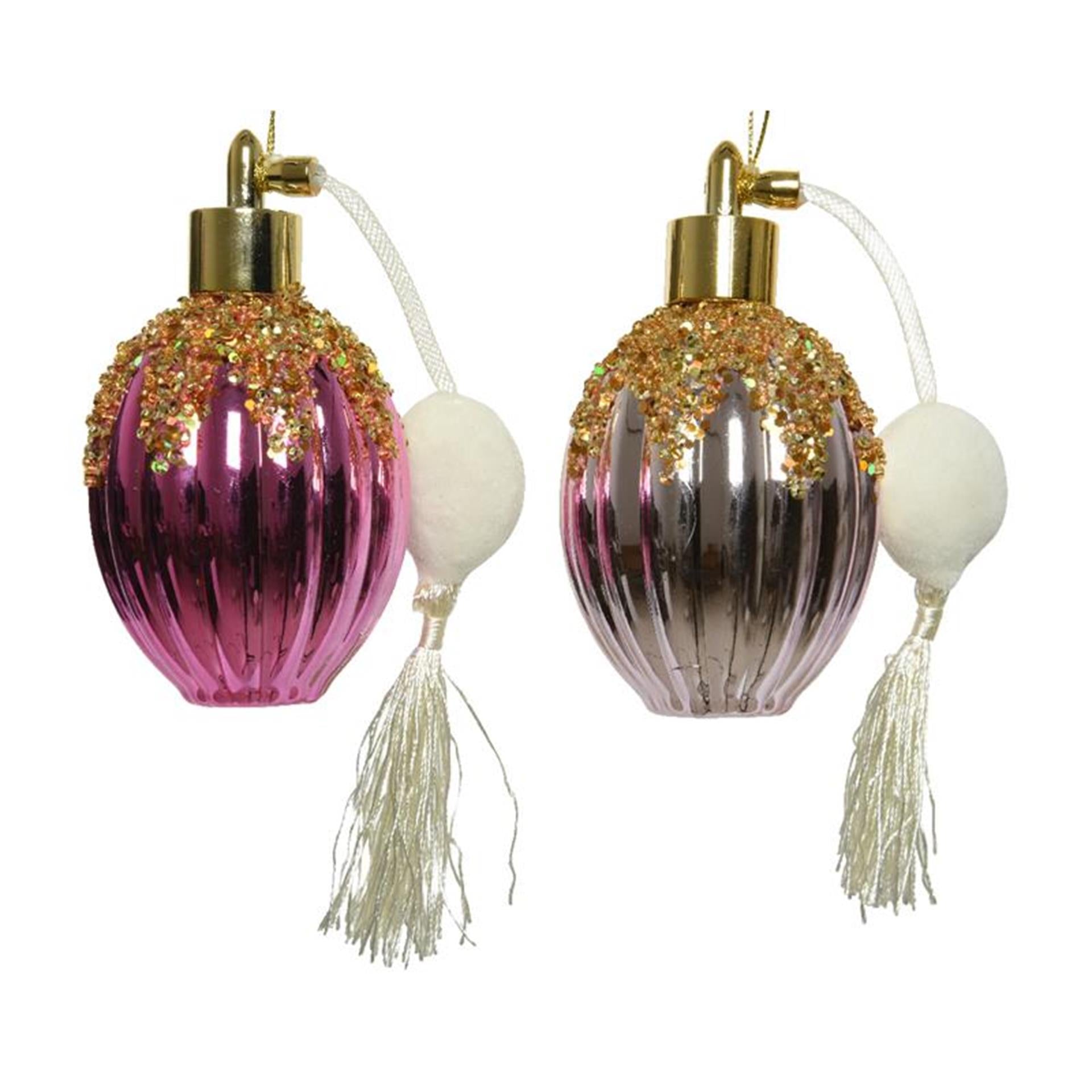Decoris Pendentif de Noël bouteille de parfum en plastique 12cm