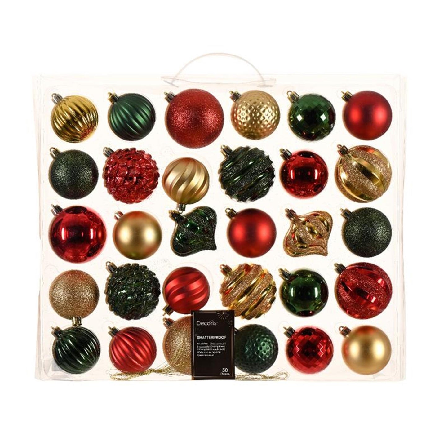 Decoris Boules de Noël en plastique 30 pcs.traditionnel
