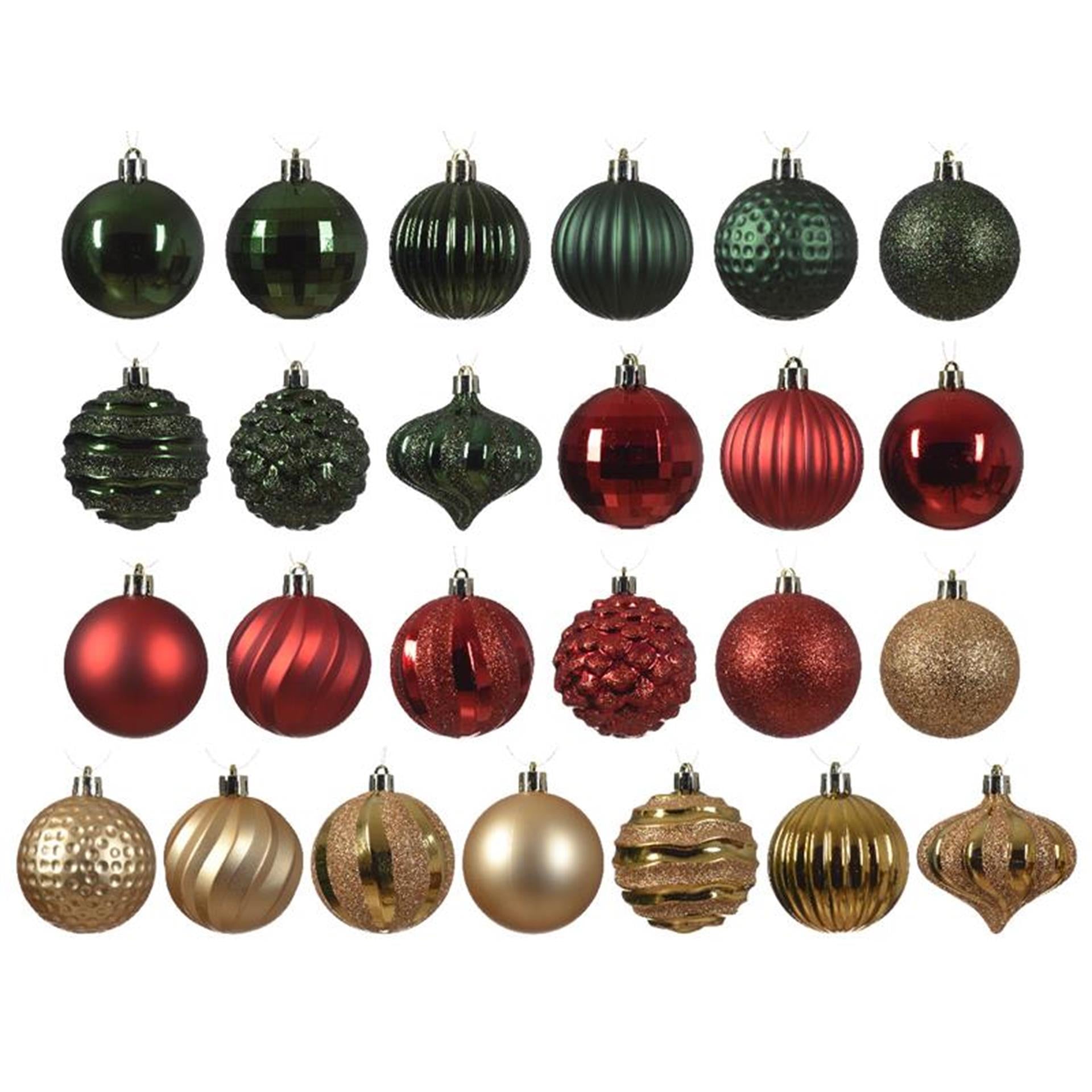 Decoris Boules de Noël en plastique 30 pcs.traditionnel