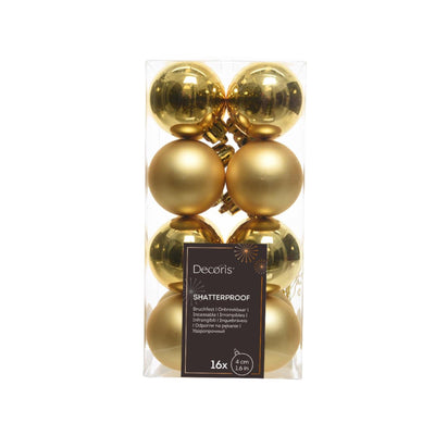 Decoris Boules de Noël en plastique doré dia 4cm 16pcs