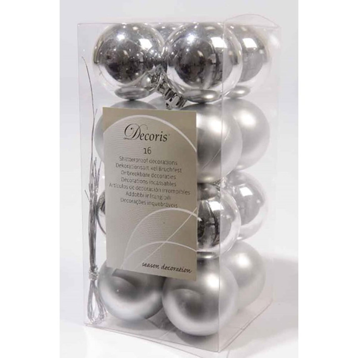 Decoris Boules de Noël argent 40mm 16 pièces