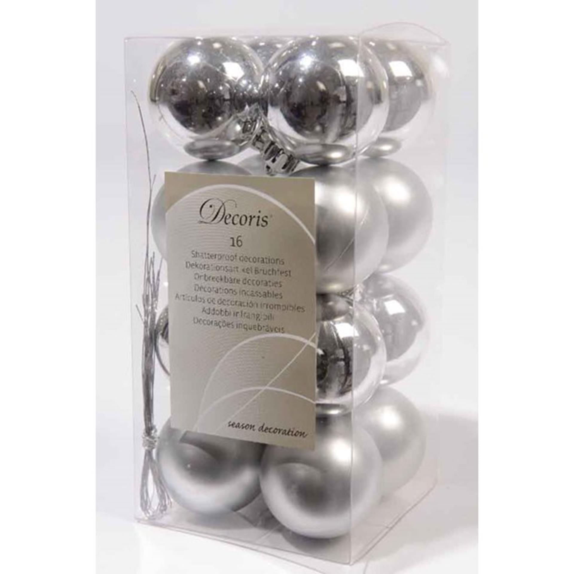 Decoris Boules de Noël argent 40mm 16 pièces