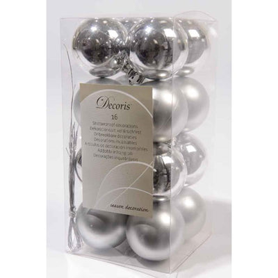 Decoris Boules de Noël argent 40mm 16 pièces