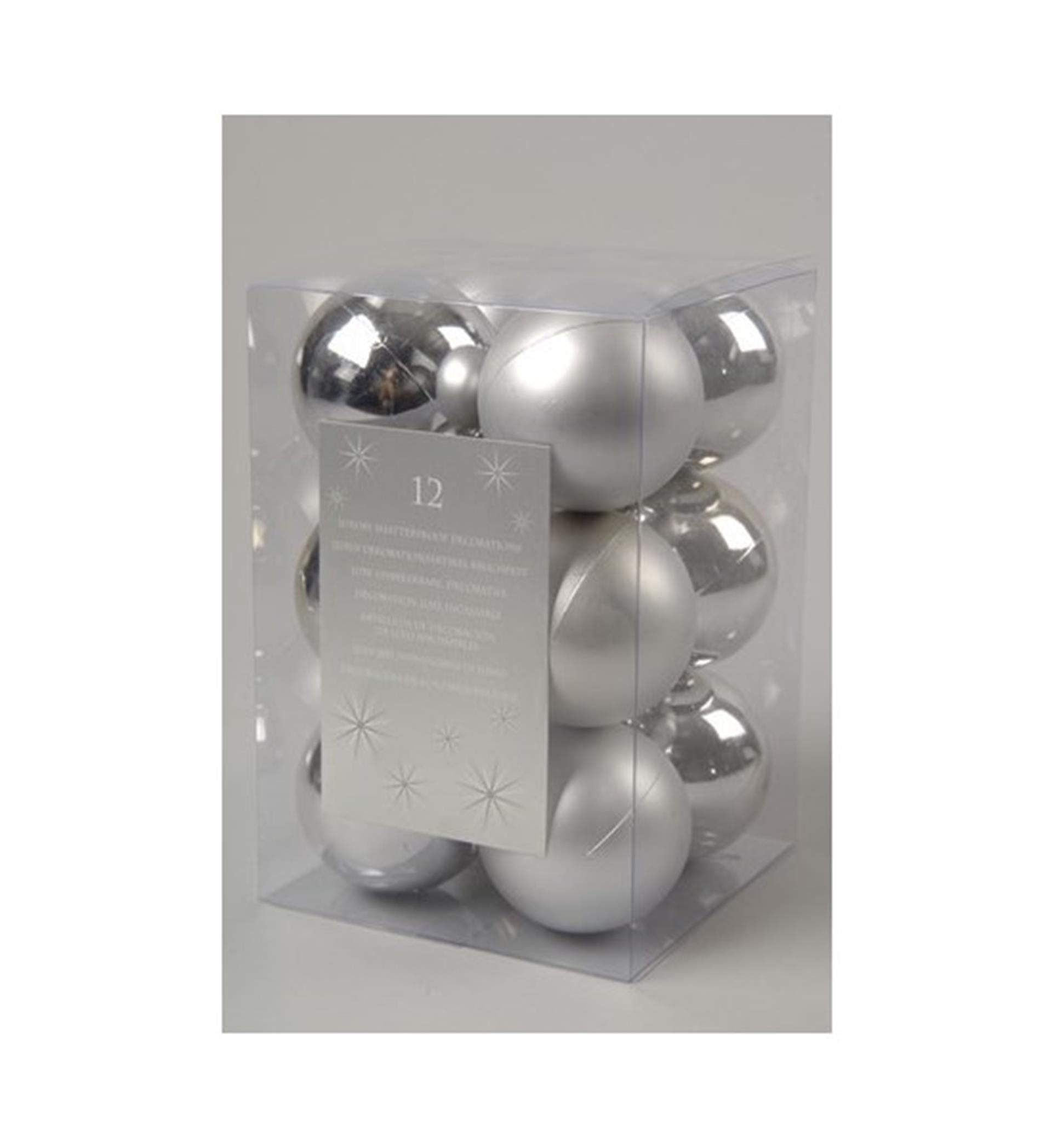 Decoris Boules de Noël en plastique 6cm Noël argent
