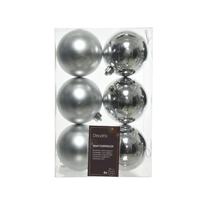 Decoris Boules de Noël plastique argent dia cm 6pcs