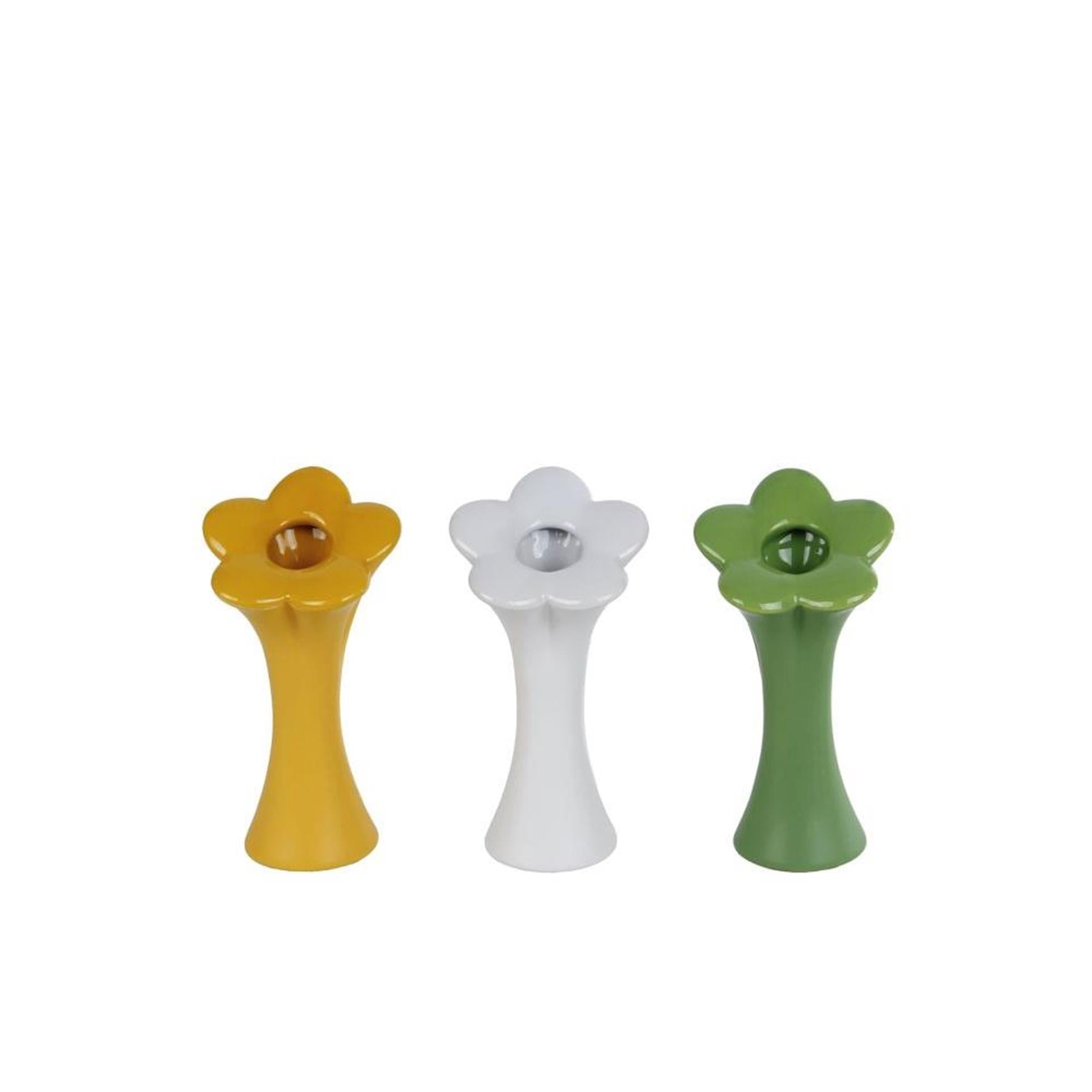 Cosydecor vase fleur s vert jaune blanc 7x7x15cm