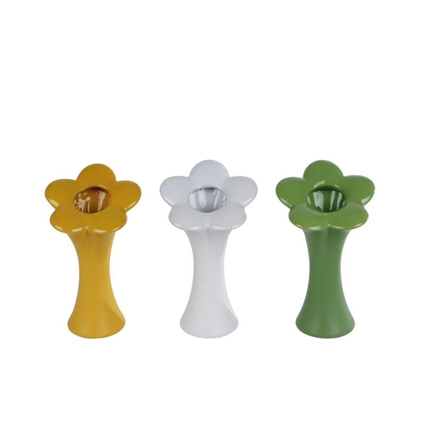 Cosydecor vase fleur m vert jaune blanc 9,5x9,5x20cm