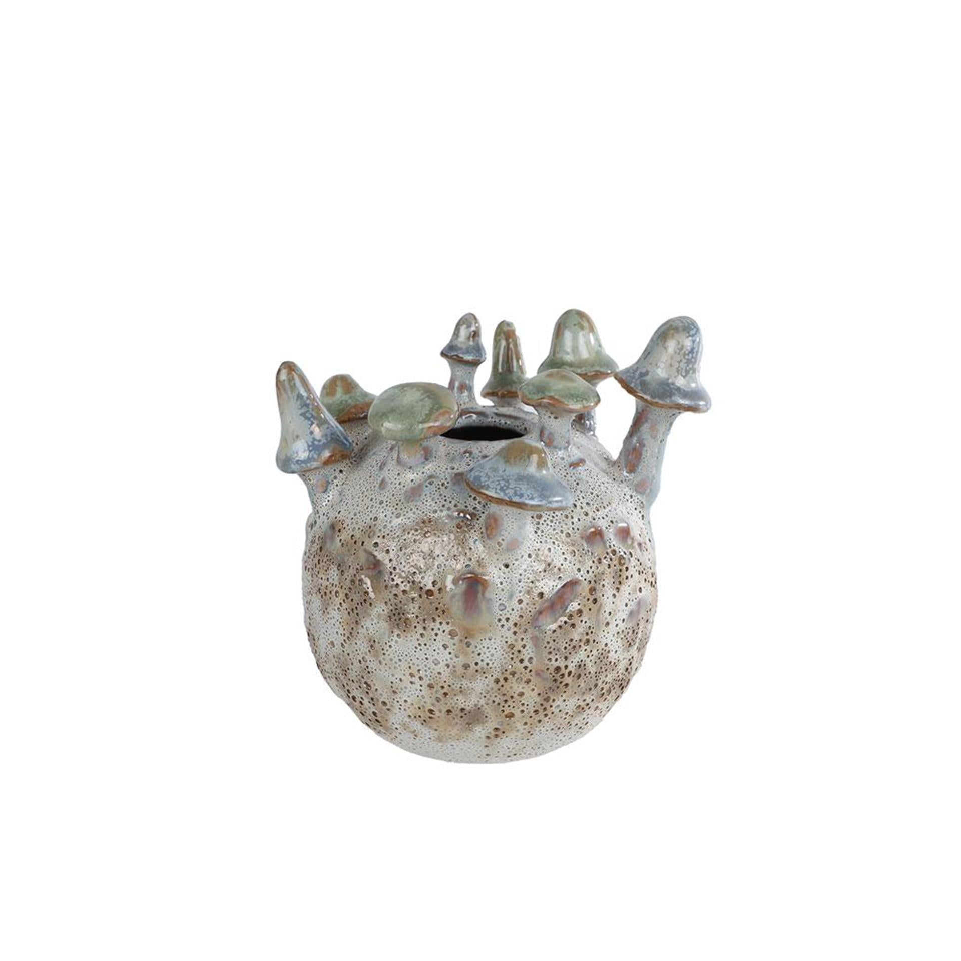 Vase champignon crème violet 12x12x14cm