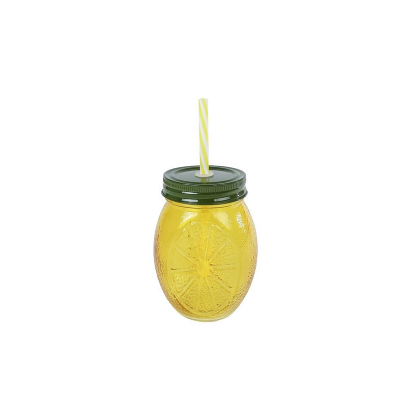 Verre à boire au citron avec paille
