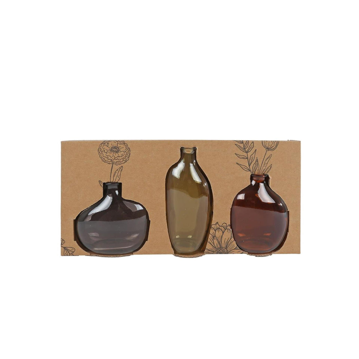 Vase lou set a 3 pcs marron vert gris