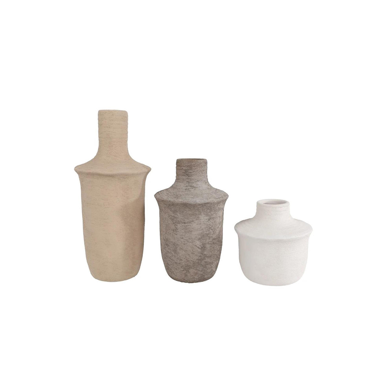 Vase jae set a 3pcs marron clair gris blanc