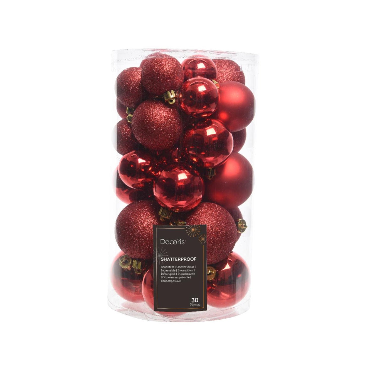 Decoris Boules de Noël mélange plastique rouge 30 pièces