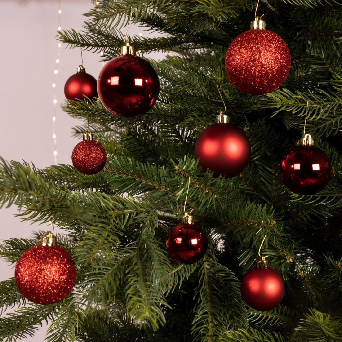 Decoris Boules de Noël mélange plastique rouge 30 pièces