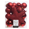 Decoris Jeu de boules de Noël en plastique Noël rouge 32 pcs
