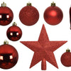 Decoris Jeu de boules de Noël en plastique Noël rouge 32 pcs