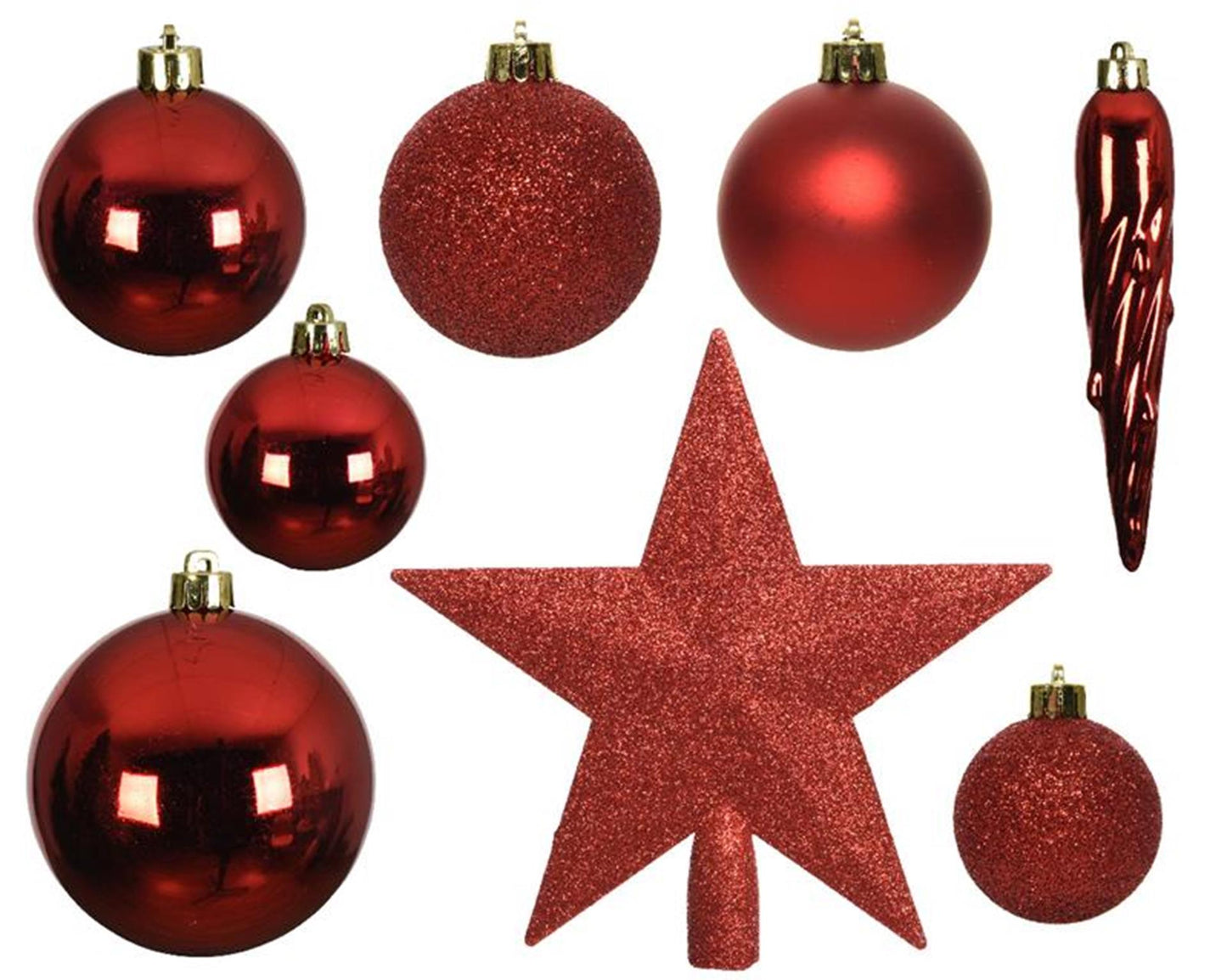 Decoris Jeu de boules de Noël en plastique Noël rouge 32 pcs