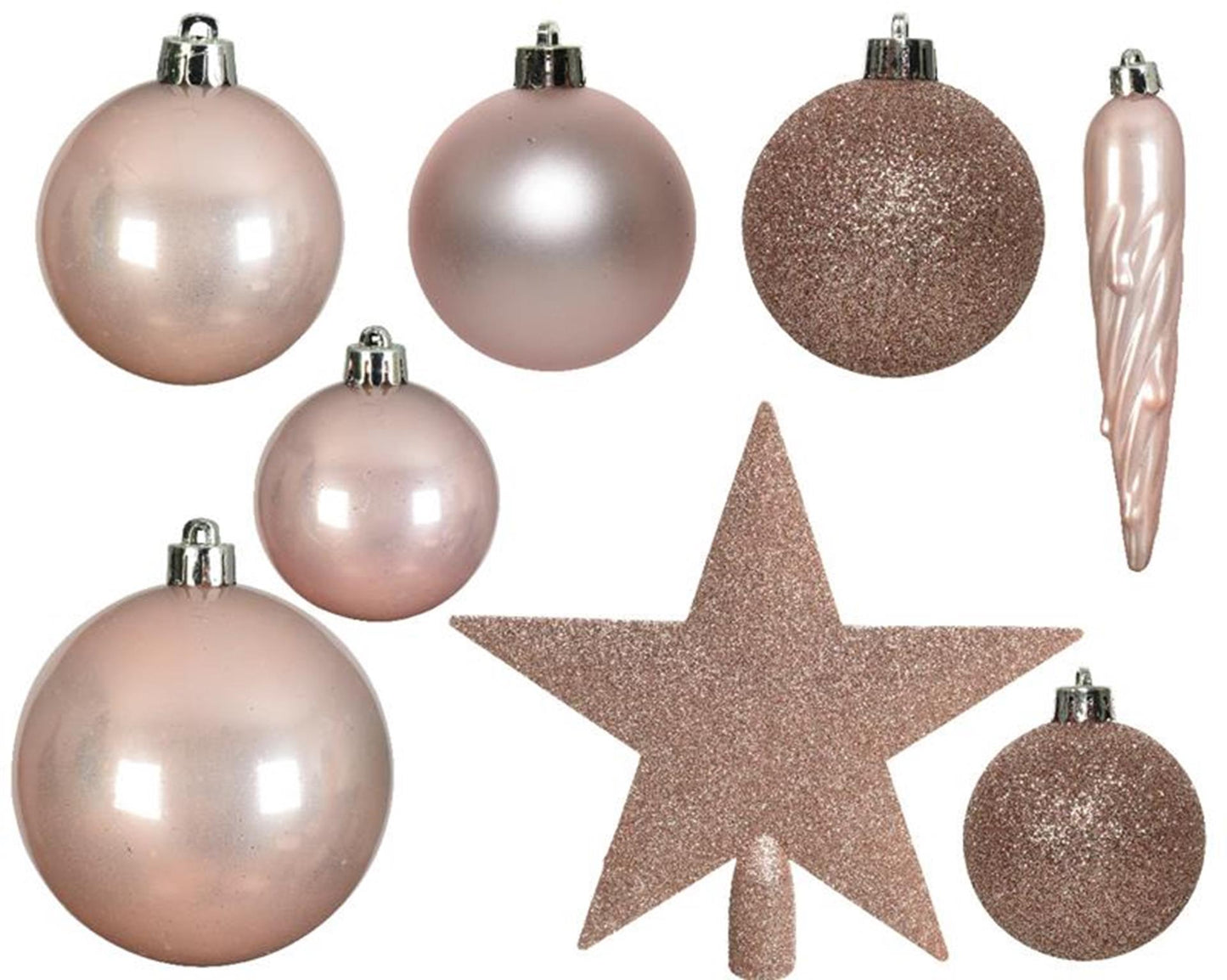 Decoris Boules de Noël mélange plastique 33 pcs rose